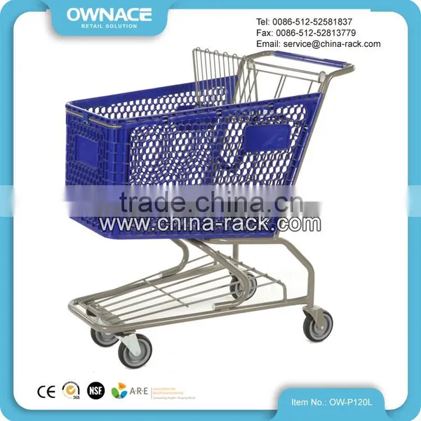 Supermarket Plastic Shopping Cart With Folding Baby Seat photo-2