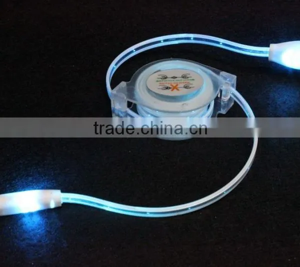 Glowing Laughing Face Stretchable Flat Micro Usb Cable, USB to Micro Usb 5 Pin for All Smart Phone photo-5