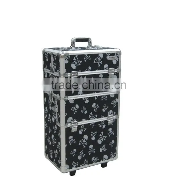 2 in 1 Professional Rolling Cosmetic Cabinet Trolley Makeup Case,hairdresser Tool Case,jewelry Accessories Box (HX-L008PU)