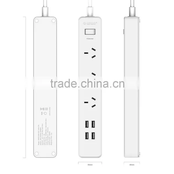 ORICO Home/Office Smart 4 Outlet Power Surge Protector USB Power Strip With USB Extension Cord for IPhone 6S photo-5