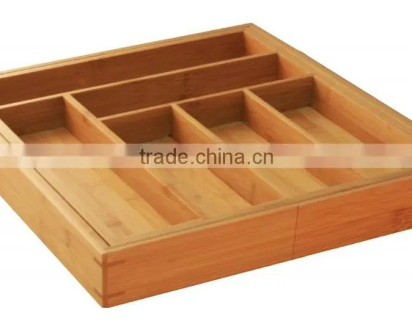 Bamboo Large Expandable Cutlery Tray and Drawer Organizer photo-2