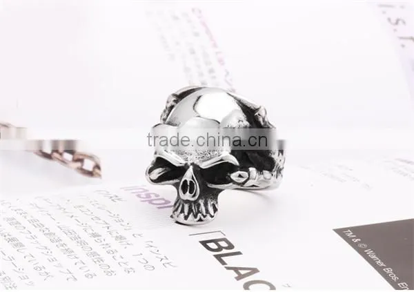 2016 Custom Design Gothic 316L Titanium Steel Devil Skull Ring photo-2