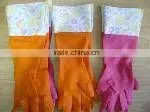CE Approved Long -Sleev Two - Coloured Dish Washing Latex Spray Flock Lined For Cleaning Latex Nitrile Rubber Household Glove