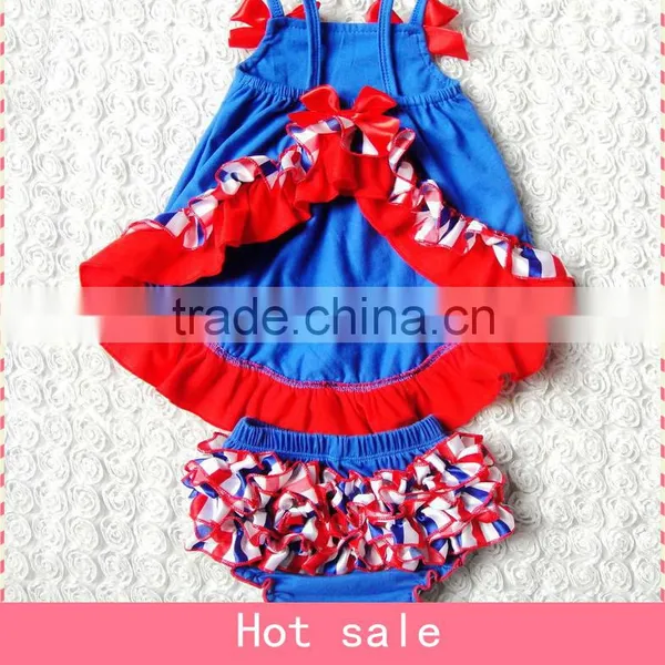 High Quality 4th of July Girls Boutique Sets ,beautiful Frocks Baby Cotton Frocks , Kids Beabutiful Outfits Wholesale photo-6