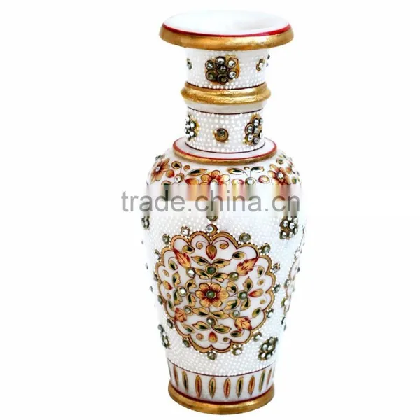 Rich Art And Craft Jaipur Rajasthan Stone Marble Vase Flower Pot