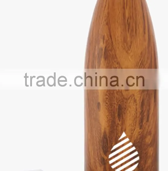 Double Wall Vacuum 25 oz Insulated Stainless Steel BPA Free Water Bottle Wood Grain Fit Cup Holder photo-2