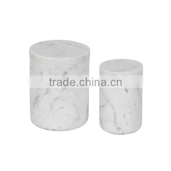 Carrara White Marble Candle Holder Candle Jar With Copper Lid photo-2