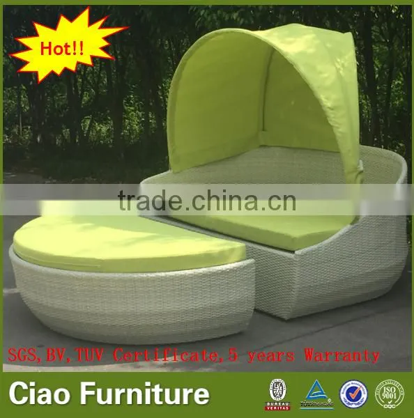 Outdoor Garden Rattan Day Bed With Canopy Poolside Sunbed Furniture photo-3