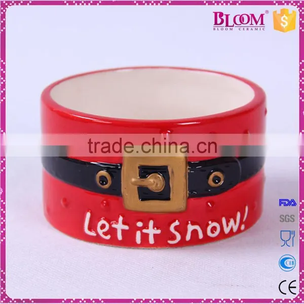 Christmas Design Red Round Ceramic Pet Bowl photo-2
