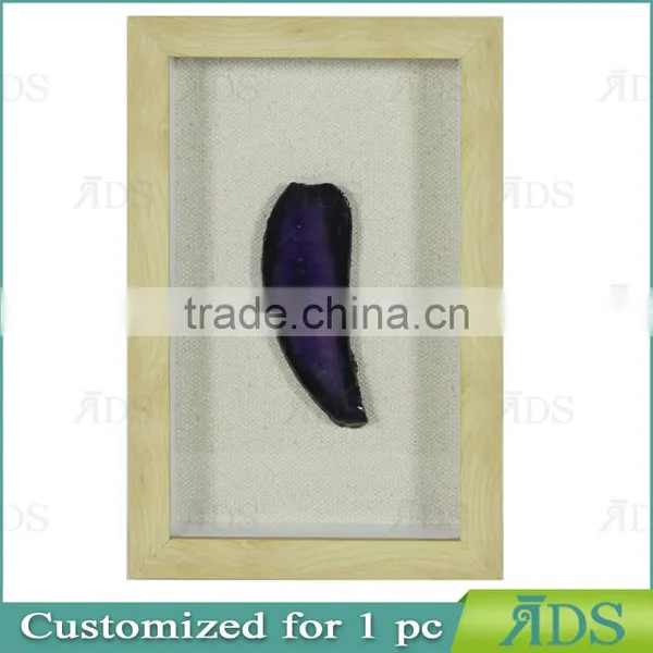 1PC Customized Shadow Box Wall Art With Color Natural Agate Stone Under Glass photo-2