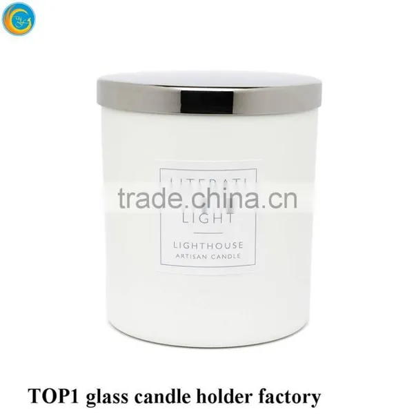 Matte Black White Glass Candle Holder With Wooden Lid photo-5