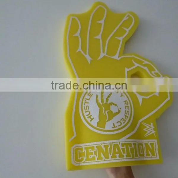 Orange OKAY Shape Design Sponge Foam Hand Gloves photo-3