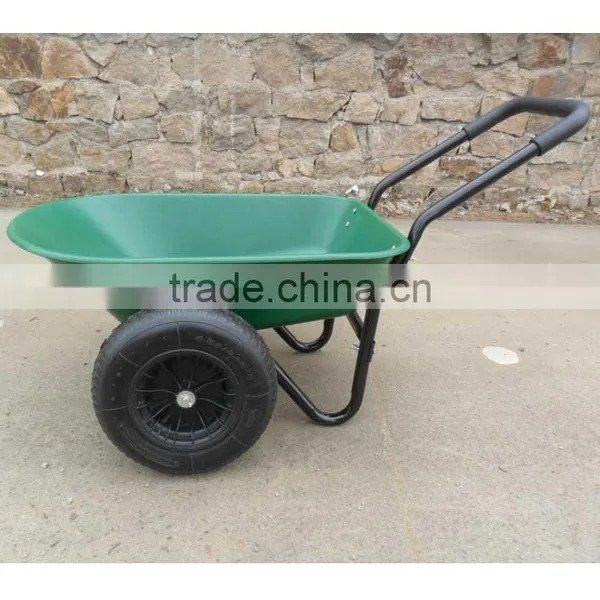 5 Cubic Feet Green Poly Tray Garden Wheelbarrow With 2-wheels photo-2