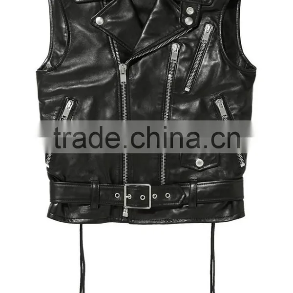 Personalized Latest Design Custom Cheap Lady Leather Vest photo-4