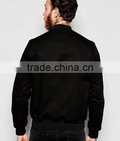 Xinlan Manufacturer High Quality New Design Durable Lightweight 100% Cotton Black Rib Cuffs Running Casual Men Bomber Jacket photo-2