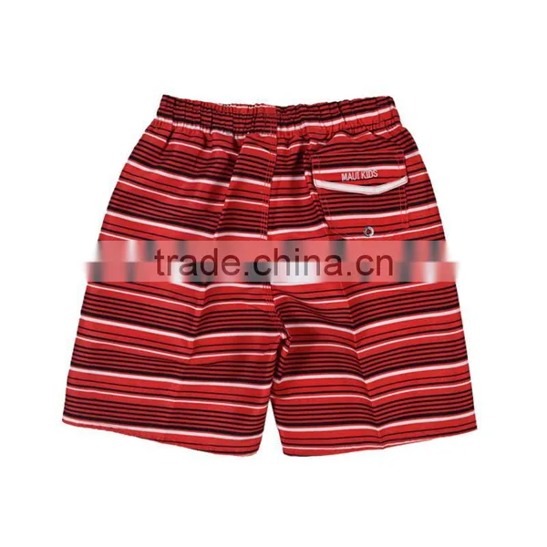 Red Stripe Digital Printing Kids Board Shorts in 100% Polyester Fabric photo-2