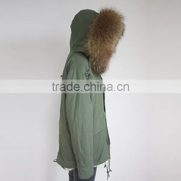 Myfur European Fashion Adults Fur Parka With Faux Fur Lining Real Raccoon Fur Hooded photo-2