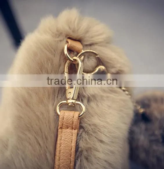 2016 New Fashion Women Handbag Brand Designer Hand Bag Faux Rabbit Fur Bags photo-4