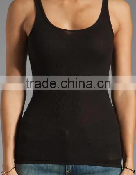 2x1 Ribbed Modal Cotton Tank Tops in Black photo-3