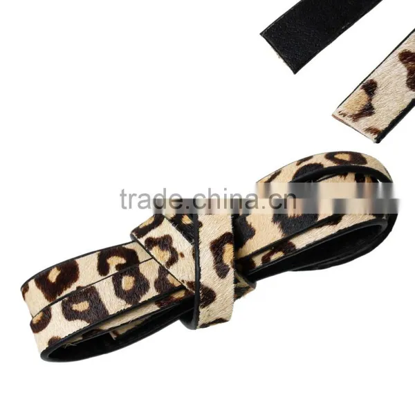 High Quality Multicolor Leopard Print Real Leather Horsehair Jewelry Rope photo-2