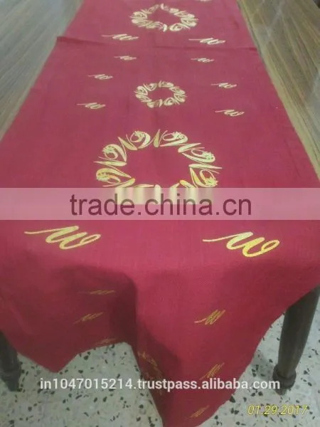 Gold Mettalic Printed Wedding Table Runner photo-6