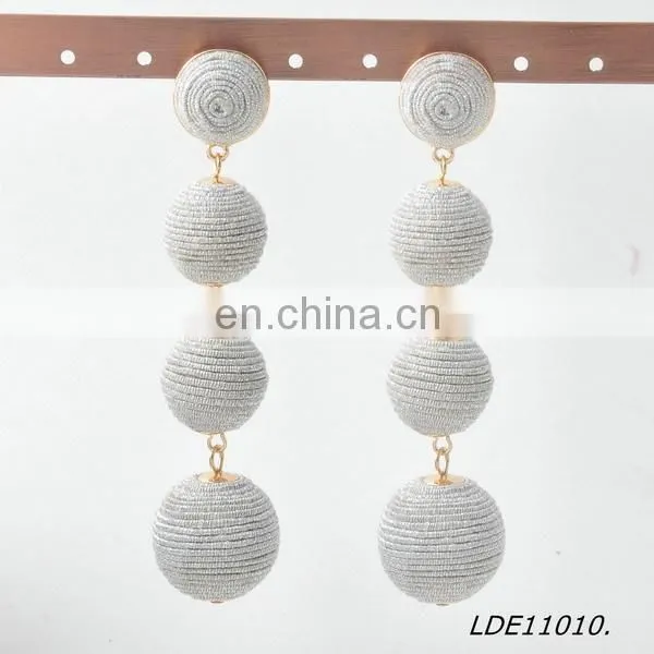 2017 Bon Bon Style Thread Wrapped Ball Drop Earrings photo-2