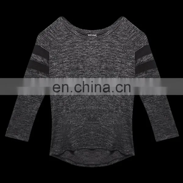 OEM China Supplier 2016 Spring Women Boxy Marled Mesh-Stripe Top photo-3
