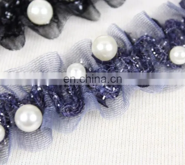 Popular Elastic Beaded Pearl Lurex Trim in 3cm photo-3