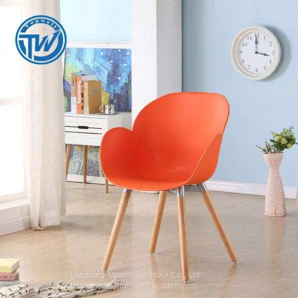 DC-6059M Topwell High Quality Plastic Chair Modern Dining Chair Leisure Chair With Wooden Legs