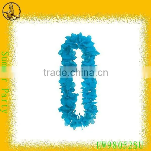 Blue LED Flashing Flower Necklace Hawaii Lei