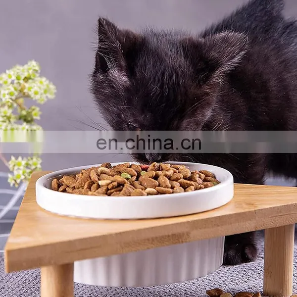 Bamboo Wooden Luxury Ceramic Pet Feeder 2022 Weight Trendy Personalized Dog and Cat Bowl Elevated Eco Ecofriendly Rack photo-5