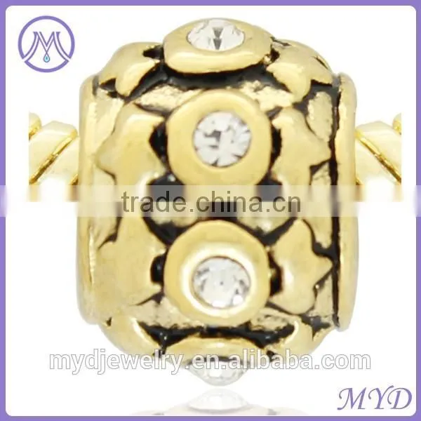 Gold Plated Crystal Paved Faberge Egg Bead for Bracelet Jewelry photo-2