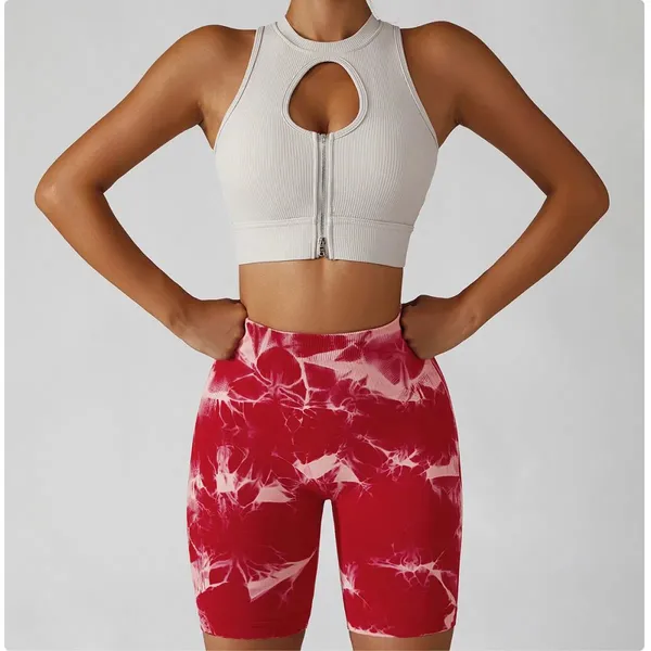 Women 2 PCS Yoga Gym Outfit Set Cross Back Shockproof Sports Bra High Waist Running Shorts With Side Pockets Quick Dry Workout Active Wear photo-4