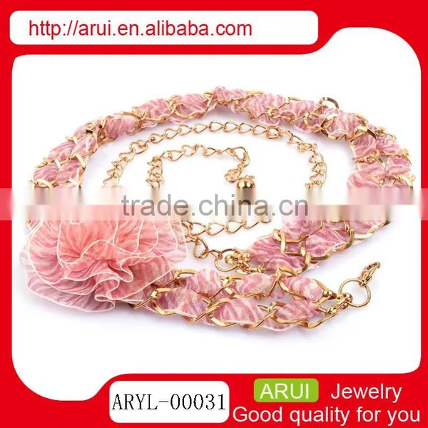 Accessories Factories Women White Ribbon Gold Waist Body Chain Belt photo-3