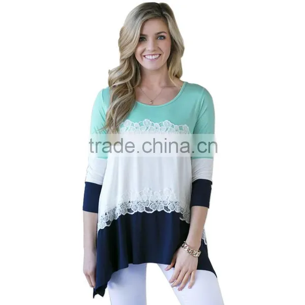 Designer Western Irregular Pastel Color Patchwork Colorblock Bohemian Women Lace Ladies Tops photo-4