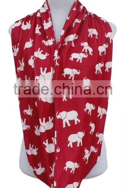 Greek Red White Animal Elephant Infinity Scarf Circle Scarves Ring DST Delta Sigma Theta Scarf Inspired Gift photo-2