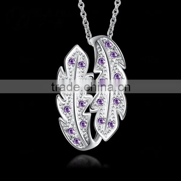 High Quality Designs Couple Pendant Wholesale Silver Plated Zircon Couple Necklace photo-3