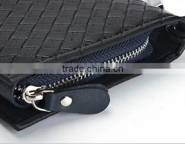 New Arrival 4 Colors Multi-fonction Check Grain Money Clip Wallet Leather For Phone Purse photo-6