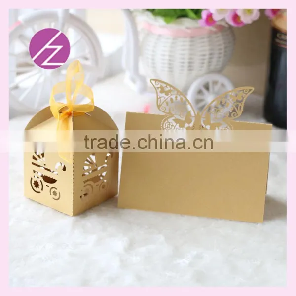 Hot Sale Laser Cut Customizable Style Beautiful Butterfly Wedding Seat Card Elephant /Baby Carriage Wedding Favor Candy Box photo-5