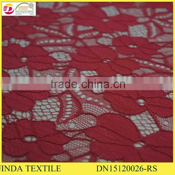 Best Selling High Quality 100%Polyester Red Mesh Lace Fabric For Girls Clothing photo-2
