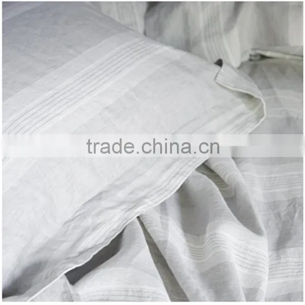 2015 Newest 100% Linen Gray Stripe Bedding Set for Home /hotel photo-4
