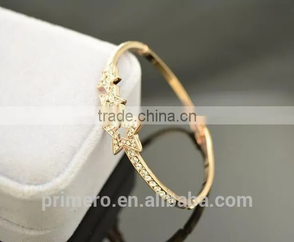 Hot Selling Pentagram Charms Bangles Crystal Star Saudi Gold Jewelry Bracelets photo-4