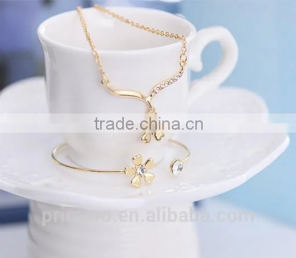 Summer Wedding Jewelry Sets Korea Simple Flower Earring Necklace Bangle For Woman photo-6