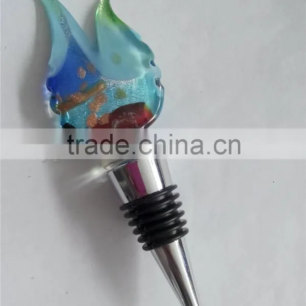 Popular Glass Leaf Shape Bottle Wine Stopper photo-3