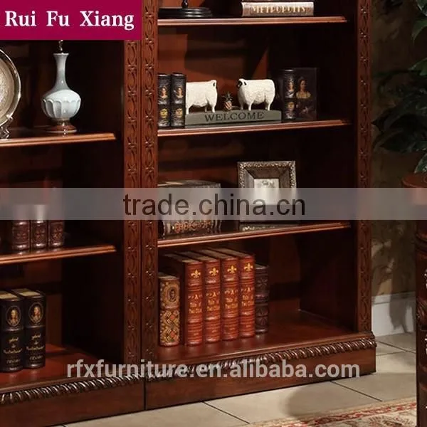 Rubber Wood Bookshelf Sideboard With Handmade Carving AI-206 photo-4
