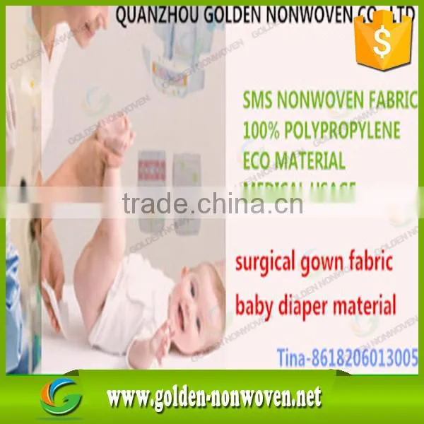 Waterproof SMS Non Woven Fabric PP+PE Medical Material Sms Non-woven Rolls/ Smms Nonwoven Fabric / 22g-30g pp Spunbond Sms photo-5