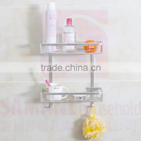Double-deck Wall Bathroom Shower Shampoo Rack no Nail Removable