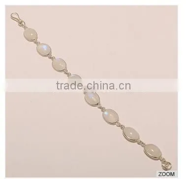B0037-STERLING SILVER DESIGNER BEAUTIFUL WHITE RAINBOW 8 STONE BRACELET 11.49