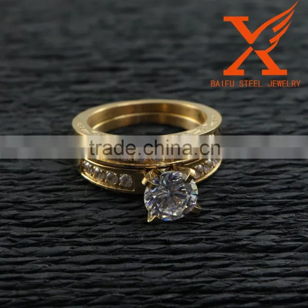 Mens and Womens Couples Wedding Band Stainless Steel Casting CNC Setting Gold Plated Wedding Fing Gold 18k Jewelry for 1 Pair photo-4