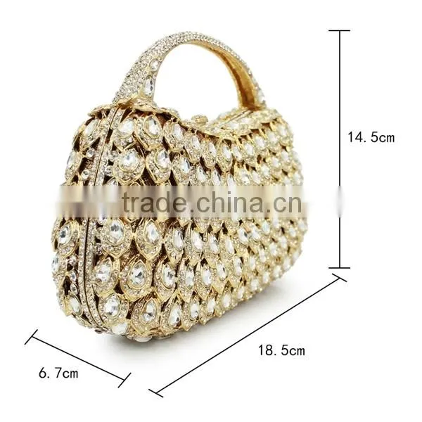 Hard Top Handle Gold Rhinestone Evening Clutch Bags Crystal Evening Purse Stone Party Handbag Purse (8760A-GS) photo-3